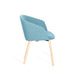 Modern light blue fabric chair with wooden legs isolated on white background. (Blue)