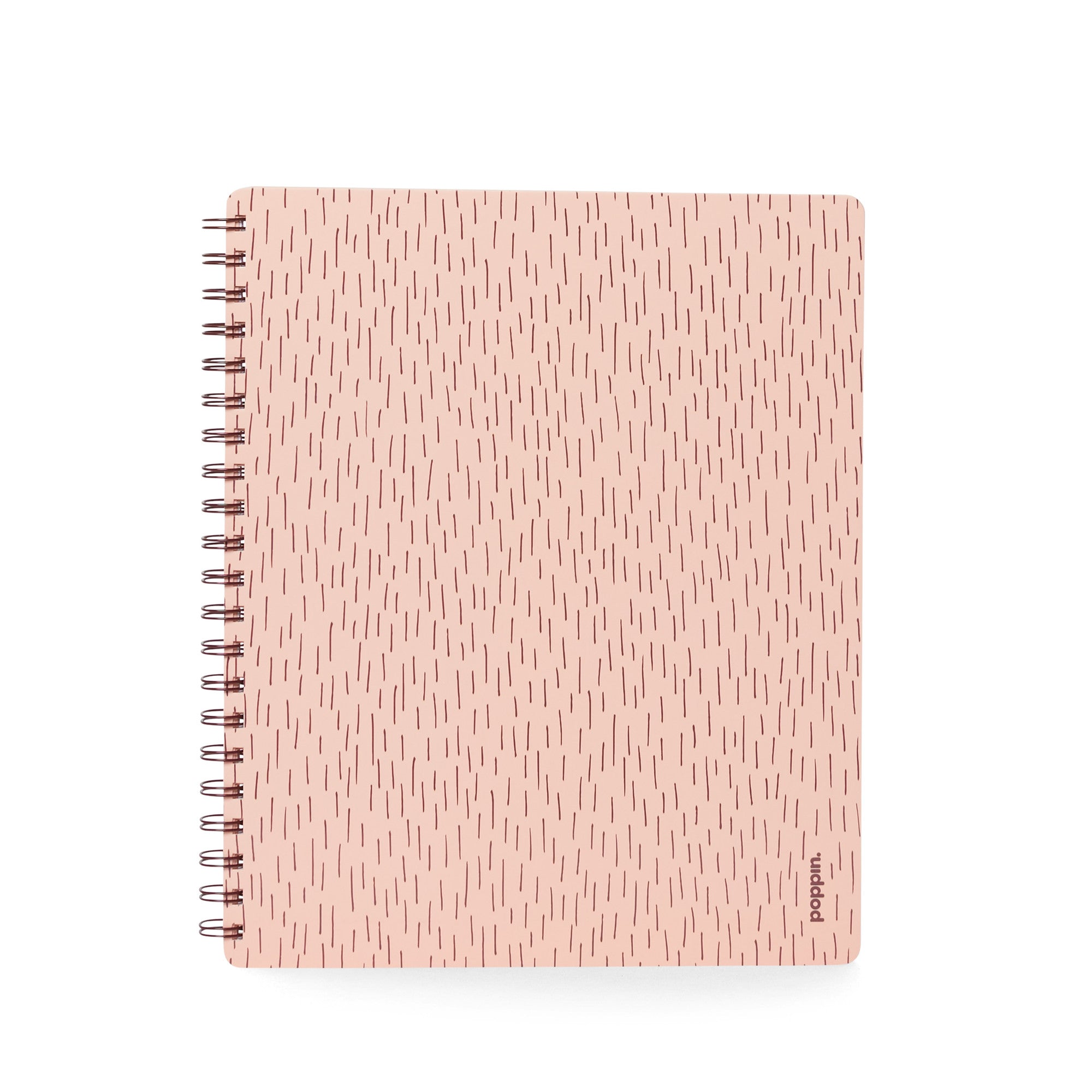 Pink spiral notebook with abstract design isolated on white background. (Blush)