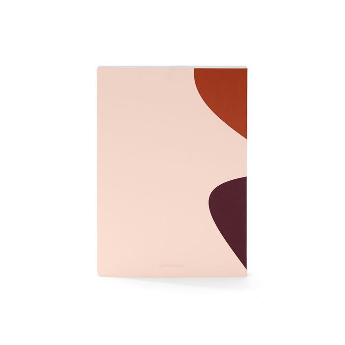 Modern abstract design notebook with peach background and geometric shapes. (Blush)