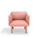Modern coral pink loveseat sofa on a white background (Blush)