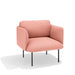 Modern pink armchair with black metal legs isolated on white background. (Blush)