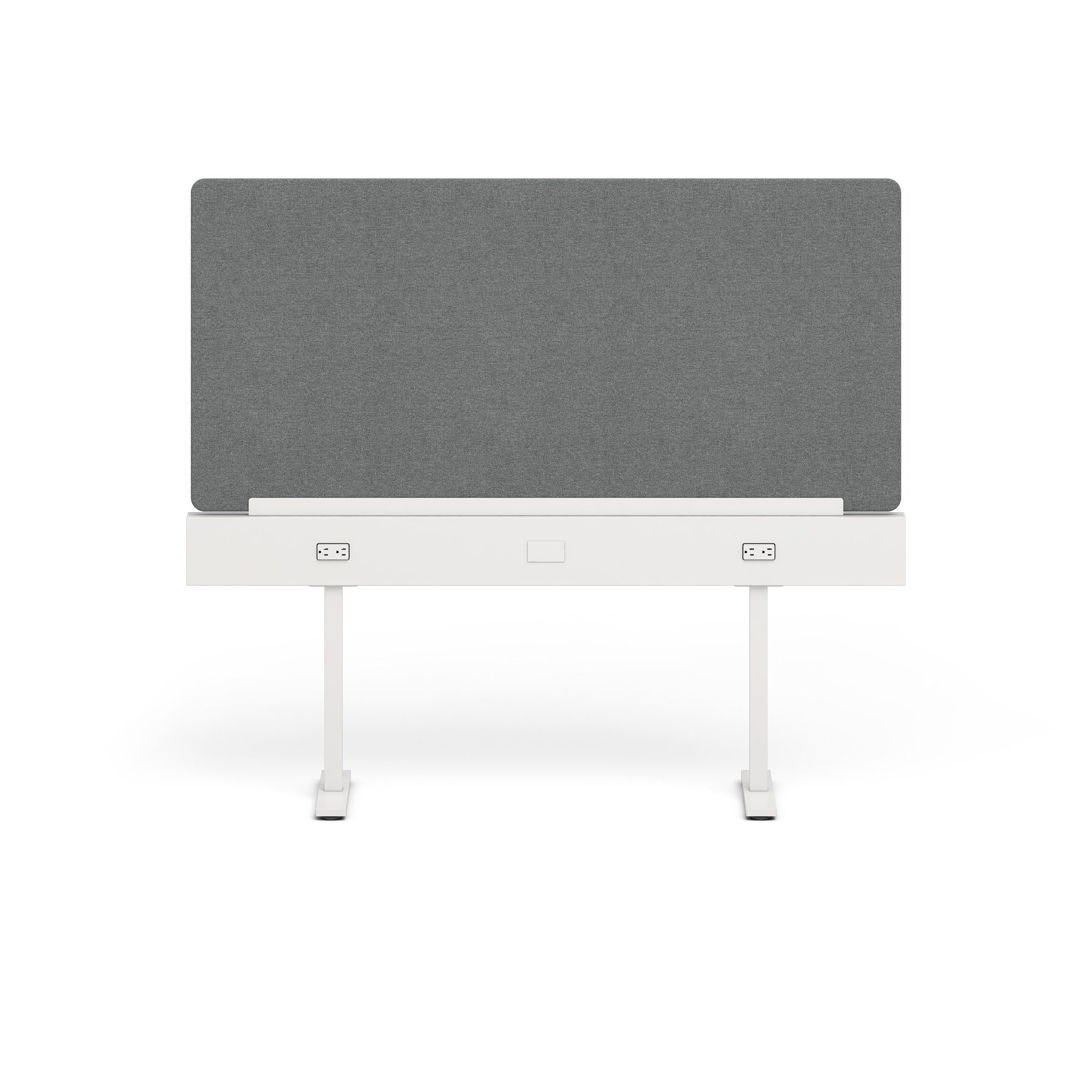 Modern white office desk with gray privacy panel on white background (Dark Gray-60&quot;)
