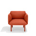 Modern red fabric two-seater sofa on a white background. (Brick)