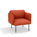 Modern red fabric armchair with black legs on white background. (Brick)