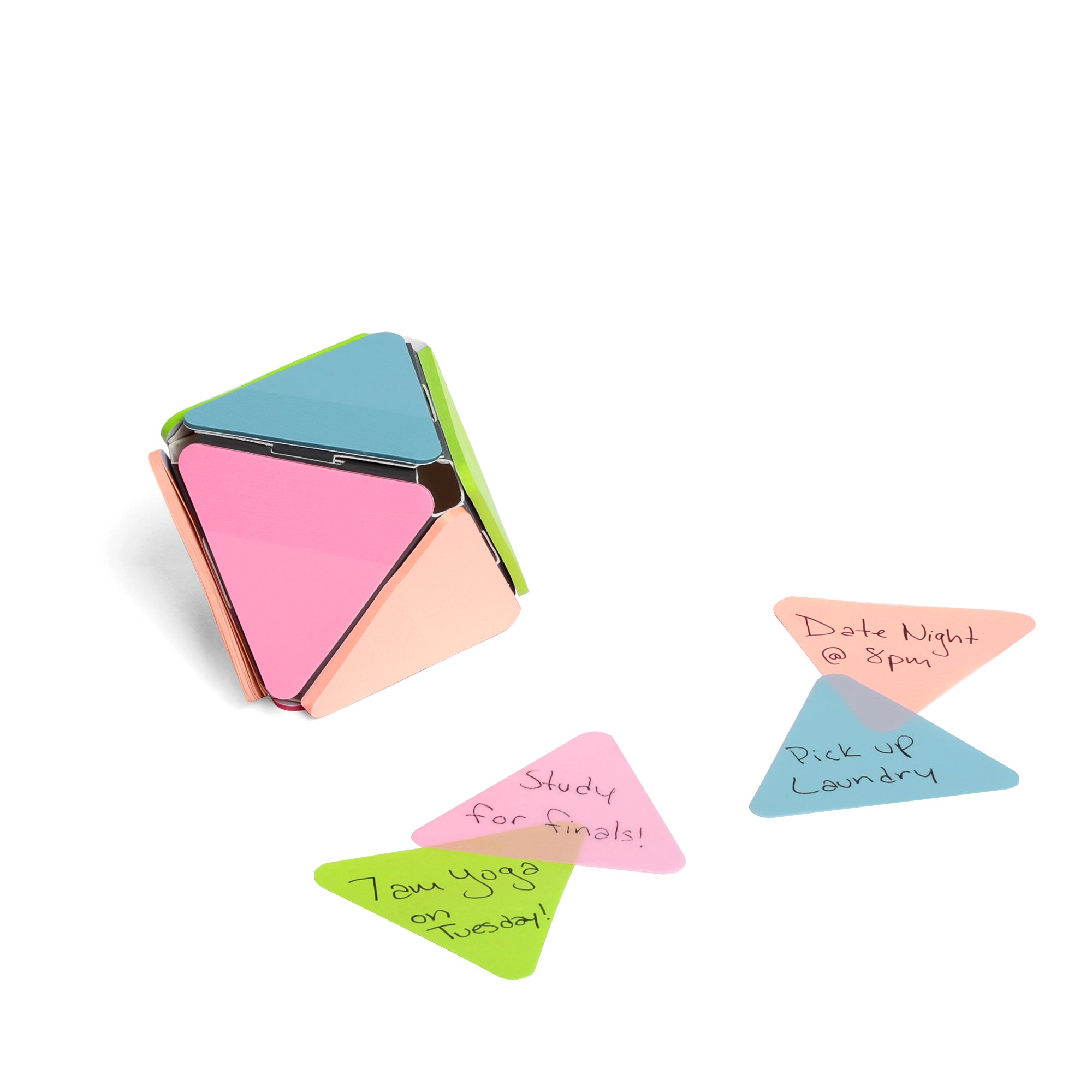 Modern geometric pink and gold decorative object on white background. 