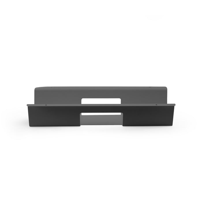 Black modern floating TV stand isolated on white background. (Charcoal)