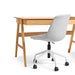 Modern gray office chair and wooden desk on a white background. (Chalk)