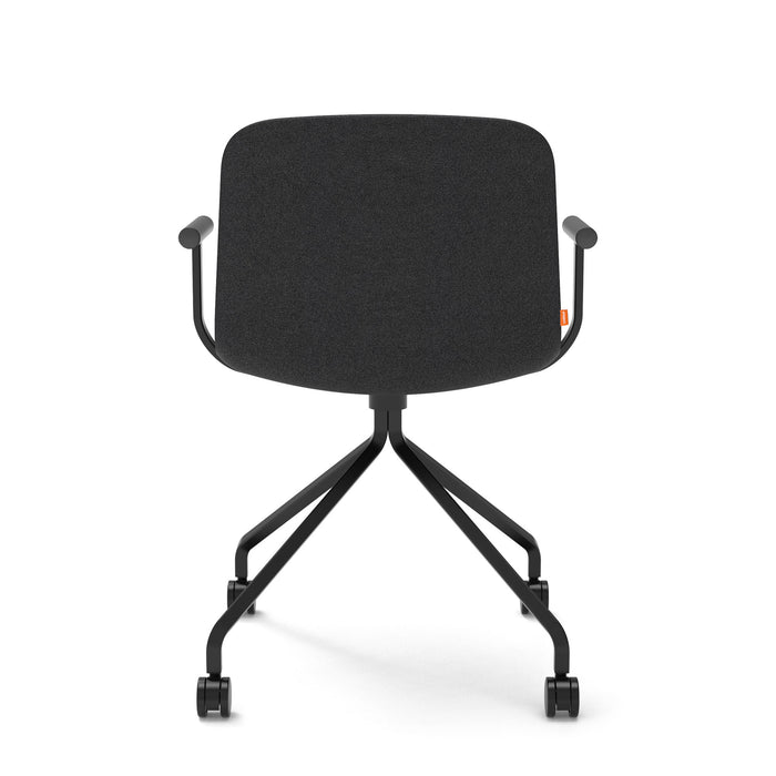 Modern black office chair with wheels on white background. (Charcoal)