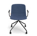 Ergonomic blue office chair with black armrests and wheeled base on (Dark Blue)