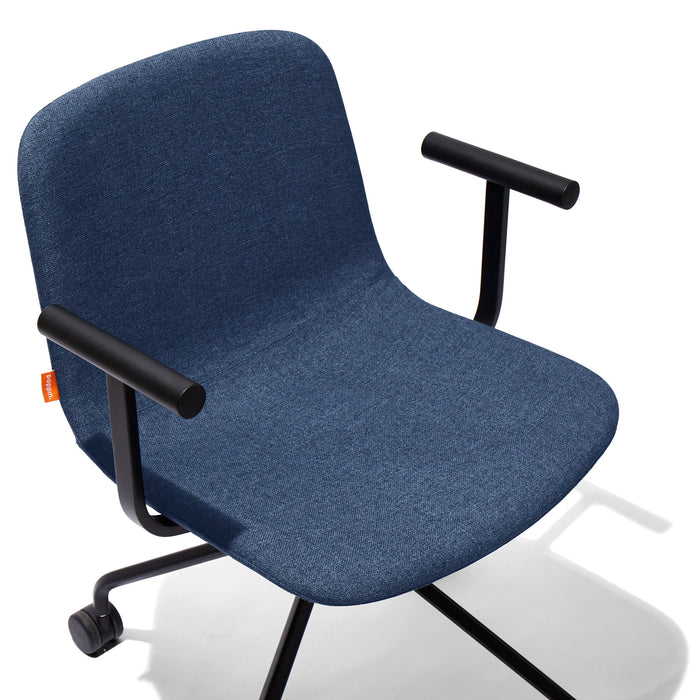 Navy blue office chair with armrests on white background (Dark Blue)