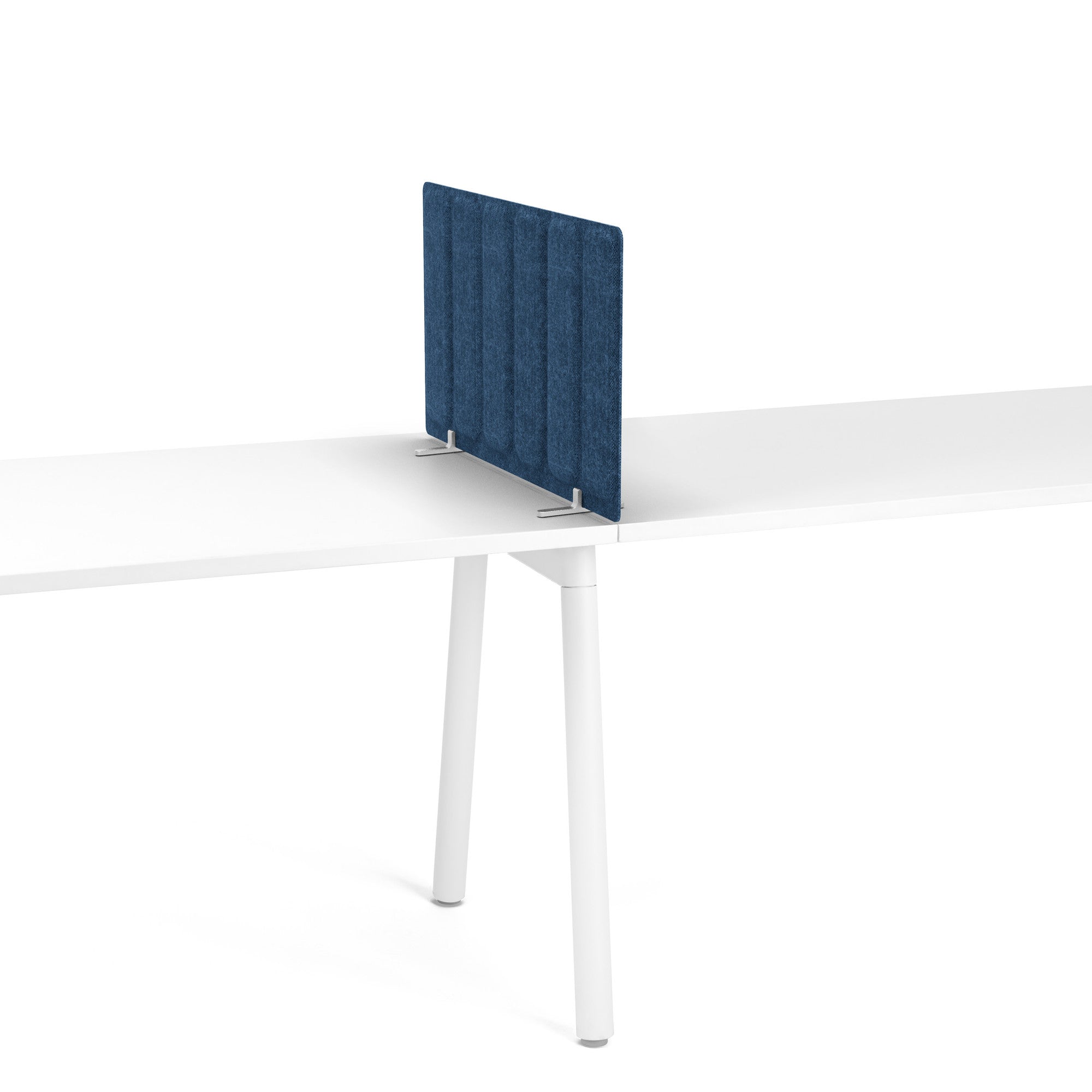 Blue fabric office partition standing on a white background. (Dark Blue-28")