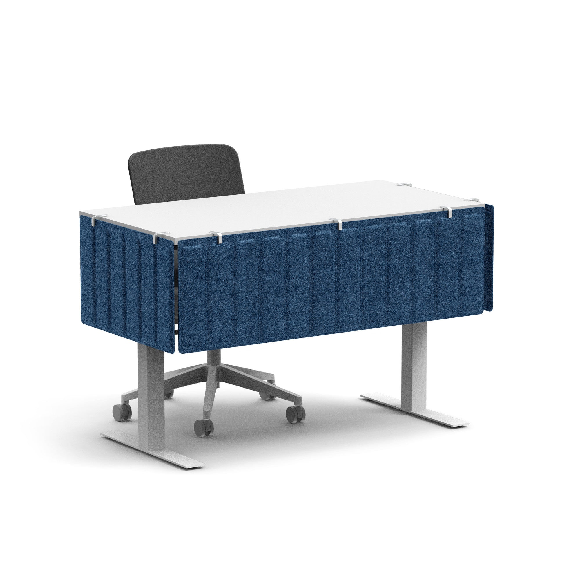Blue office cubicle divider standing isolated on white background. (Dark Blue-28")