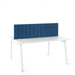 Modern white office desk with blue privacy panel on white background. (Dark Blue-57&quot;)