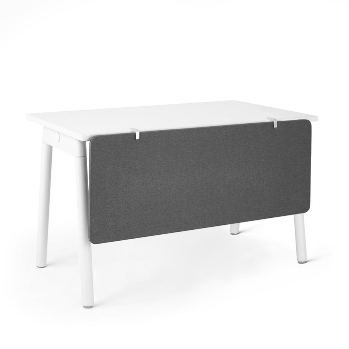 Modern white desk with gray privacy panel on a white background (Dark Gray-45&quot;)