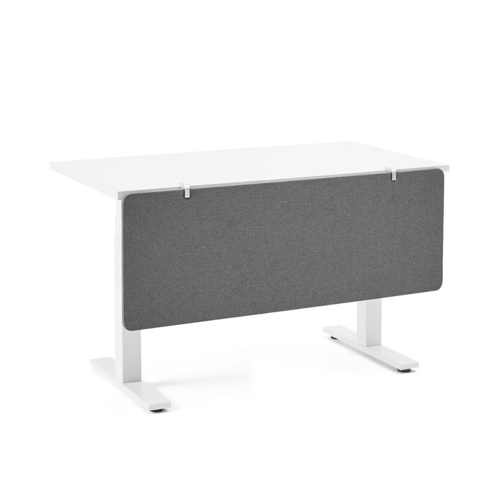 Modern white office desk with gray privacy panel on white background. (Dark Gray-45&quot;)