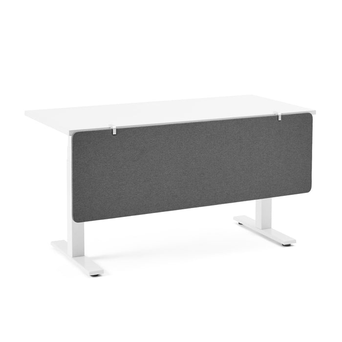 Modern white office desk with gray privacy panel on white background. (Dark Gray-55&quot;)