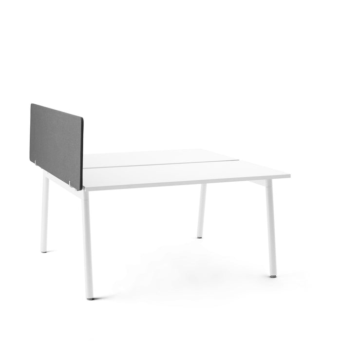 Modern white office desk with gray side panel on white background. (Dark Gray-55&quot;)