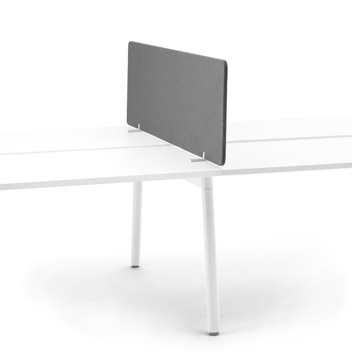 White modern office desk with privacy panel on white background (Dark Gray-55&quot;)