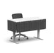 Modern office desk with privacy panel and metal legs on white background (Dark Gray-28&quot;)
