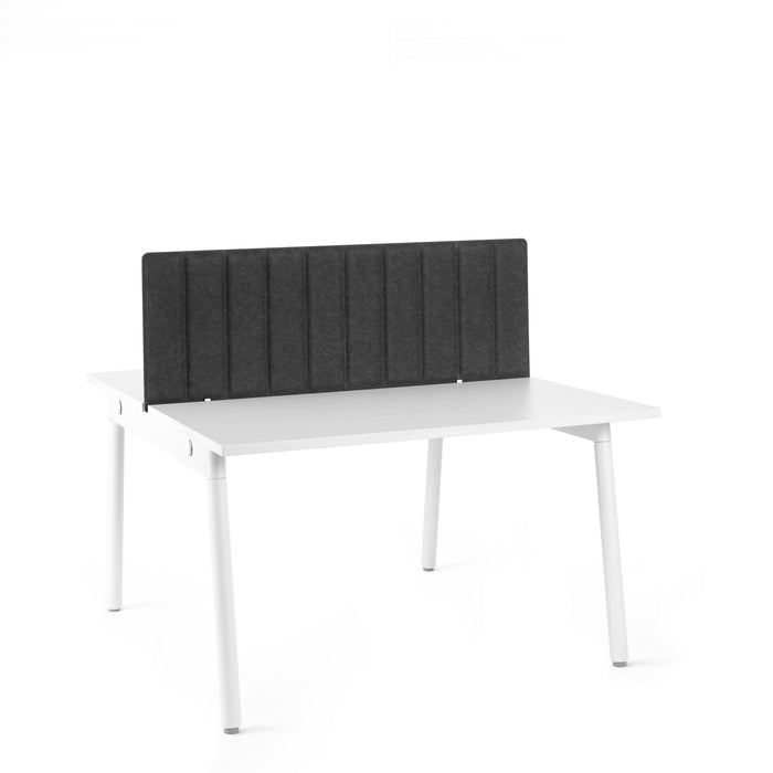 Modern white office desk with gray privacy panel on white background. (Dark Gray-47&quot;)