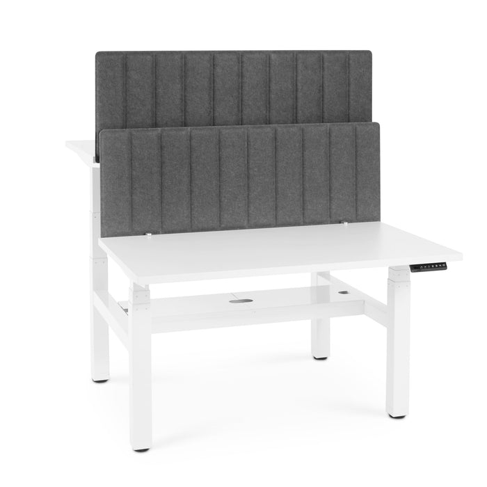 Modern white office desk with gray privacy panel on white background (Dark Gray-47&quot;)