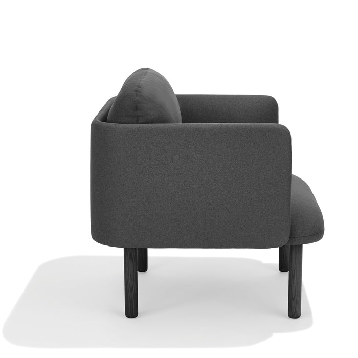 Modern gray fabric armchair with cushion on white background. (Gray)