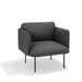 Modern gray fabric armchair with sleek metal legs on white background. (Gray)