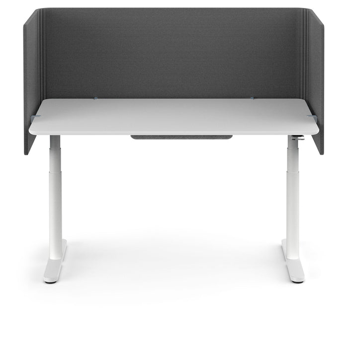 Modern white standing desk with gray privacy panel on white background (Dark Gray-60&quot;)