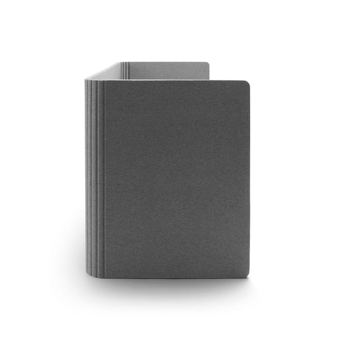 Blank gray notebook standing upright on white background. (Dark Gray-60&quot;)