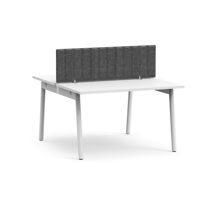 Modern white office desk with gray privacy panel on white background (Dark Gray-57&quot;)