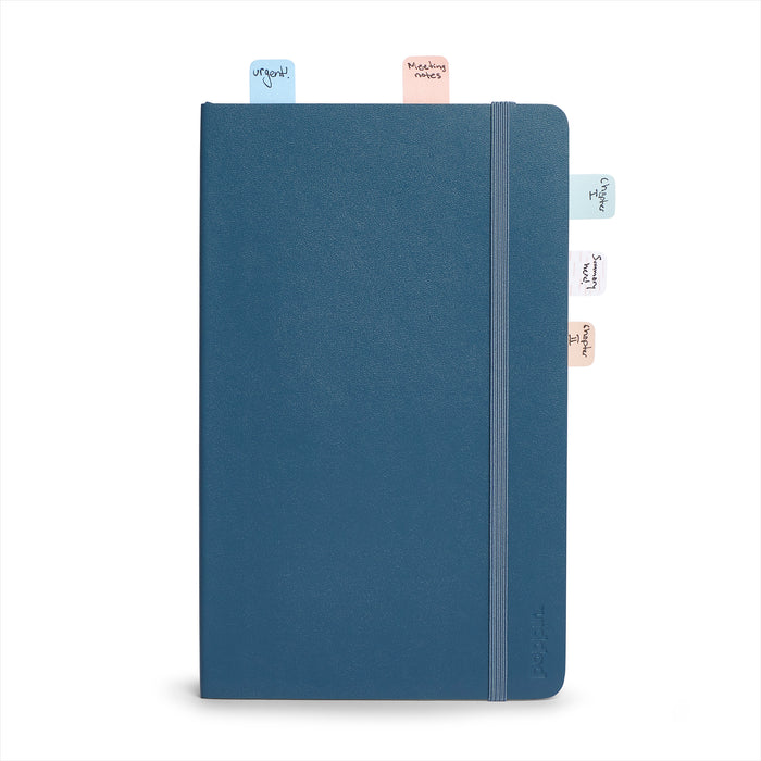 Blue notebook with bookmarks and elastic closure on white background (Elements)