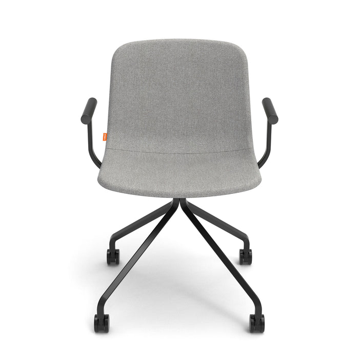 Gray office chair with armrests and five-wheeled base on white background (Gray)