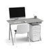 Modern office desk with computer, chair, and supplies on white background (Light Gray)