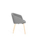 Modern grey fabric dining chair with wooden legs on white background. (Gray)