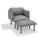 Modern gray armchair with matching ottoman on white background (Gray)