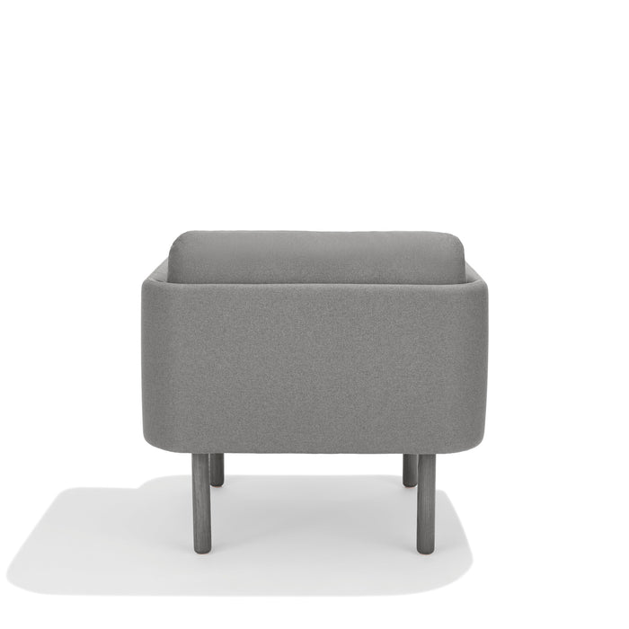 Modern grey fabric armchair on a white background. (Gray)