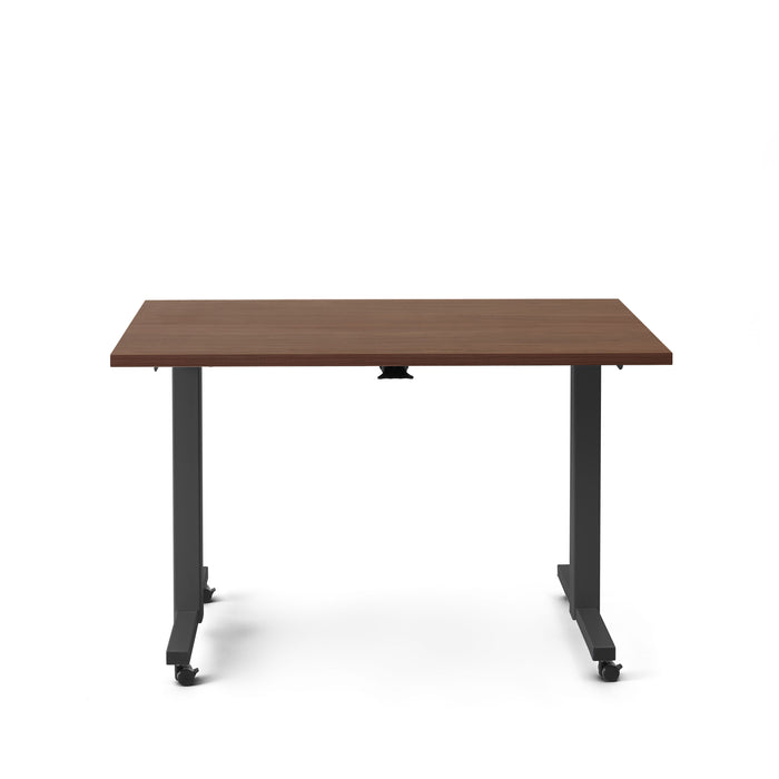 Modern wooden top desk with black metal legs on white background (Walnut-47&quot;)