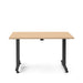 Modern adjustable standing desk with wooden top and black frame on white background. (Natural Oak-57&quot;)