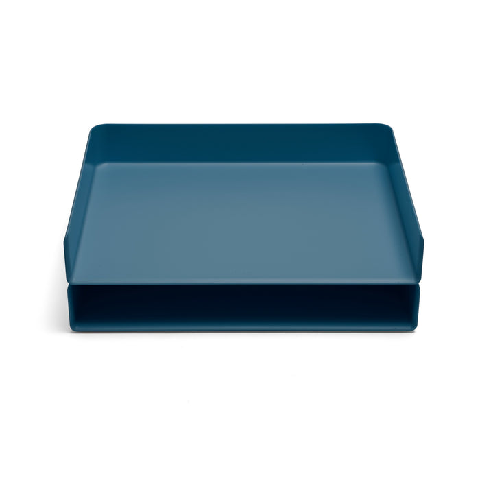 Blue rectangular serving tray on white background. (Slate Blue)