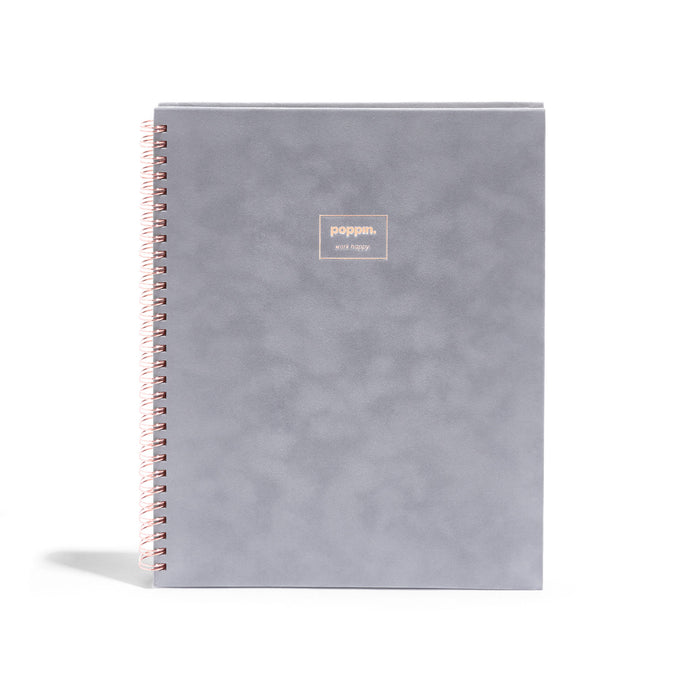 Gray Poppin spiral notebook on white background (Dove Gray)