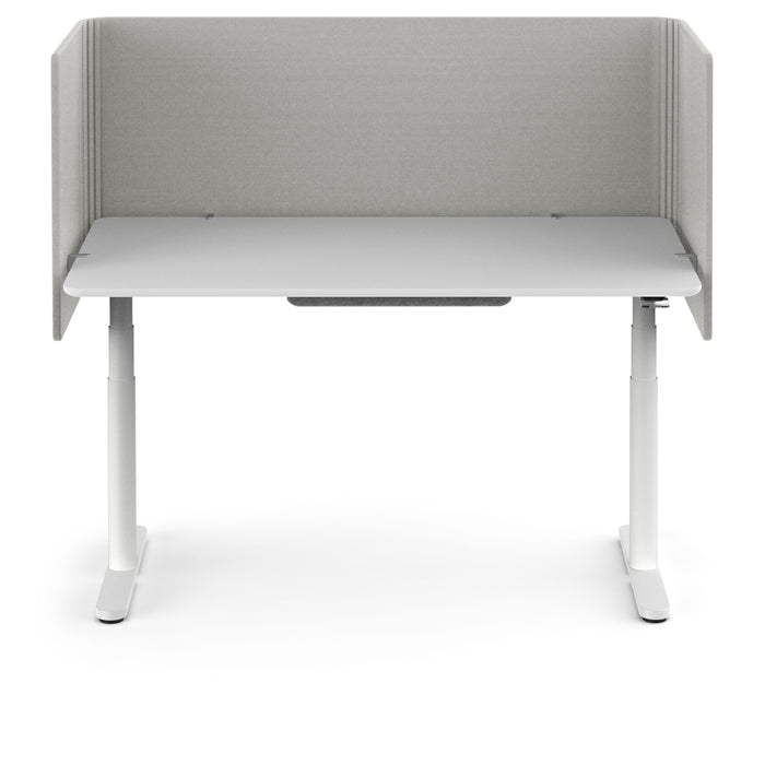 Modern white office desk with gray privacy panel on white background (Light Gray-48&quot;)