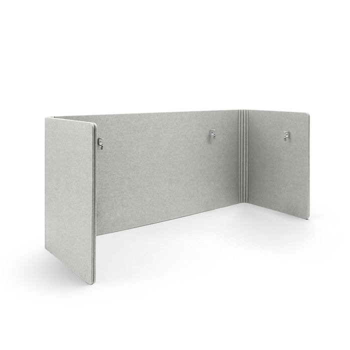 Gray three-panel folding office desk divider on white background. (Light Gray-48&quot;)
