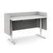 Modern office desk with privacy panels on white background. (Light Gray-48&quot;)