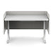Modern office desk with gray privacy panels on a white background. (Light Gray-48&quot;)