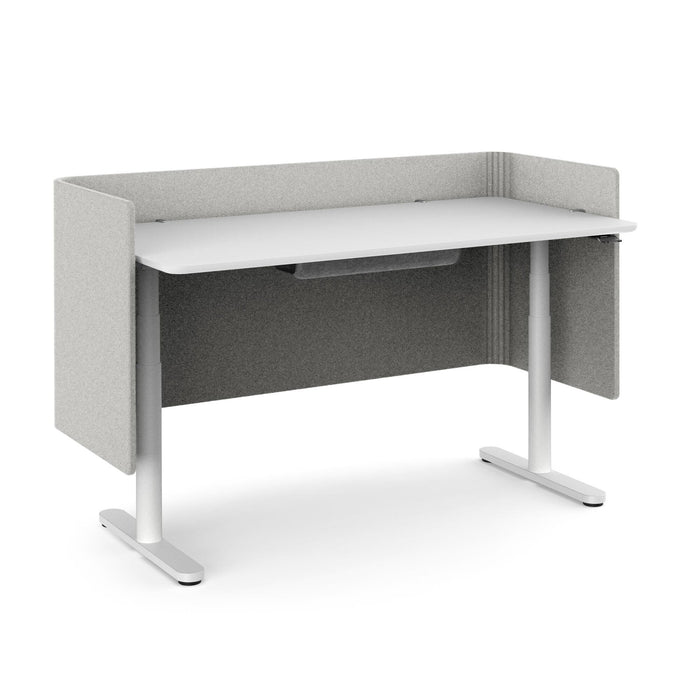 Modern office desk with privacy panels on white background (Light Gray-60&quot;)