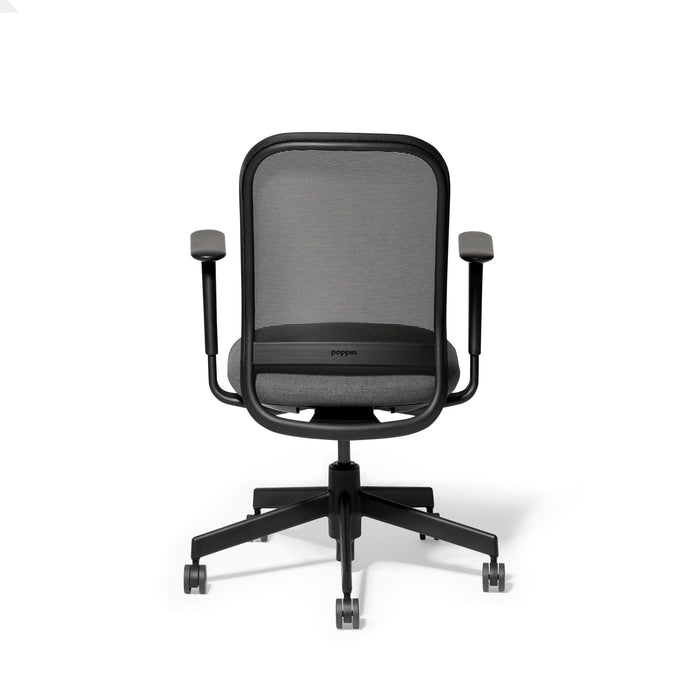 Ergonomic black office chair with a mesh backrest on a white background. (Dorset Charcoal-Black)