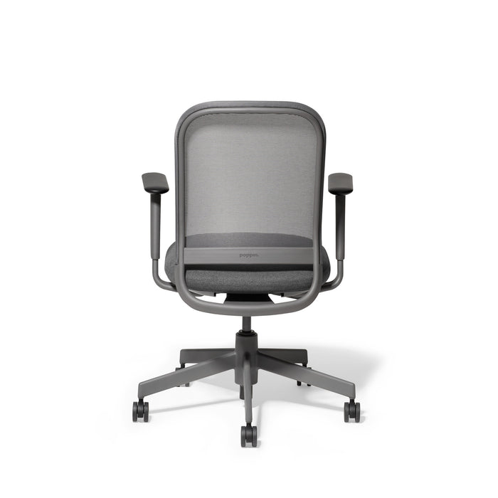 Ergonomic office chair with mesh backrest and adjustable armrests on white (Dorset Charcoal-Charcoal)