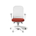 White ergonomic office chair with red seat cushion on a white background. (Dorset Cayenne-White)