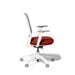 Ergonomic office chair with white frame and red cushion on white background. (Dorset Cayenne-White)