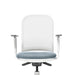 Ergonomic office chair with mesh backrest and blue seat cushion on white background (Dorset Sea-White)